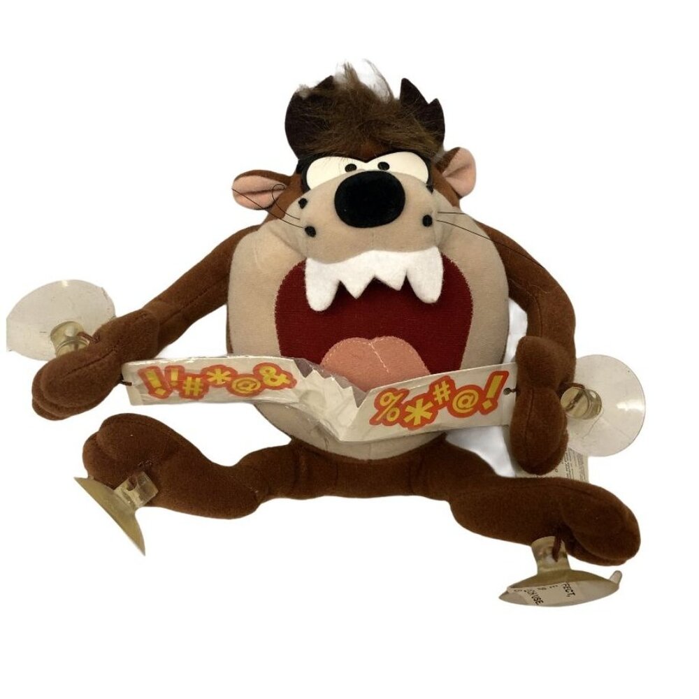 Looney Tunes Taz Plush With Suction‎ Cups & Censored Sign By Applause